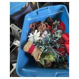LOT ASSORTED CHRISTMAS DECOR - LIGHTS, PINE CONES,