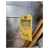 ASSORTED YARD TOOLS - SHOVELS, PITCH FORK, PICK AX