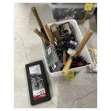 ASSORTED TOOLS & HARDWARE - HAMMERS, SCISSORS, PLI