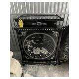 ORIENT BLACK LACQUER BAR CABINET WITH MOTHER OF PE