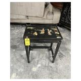 ORIENTAL END TABLE WITH RAISED FIGURES