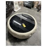 ABBYSON LIVING WHITE LEATHER OTTOMAN TABLE - 40