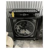 ORIENT BLACK LACQUER BAR CABINET WITH MOTHER OF PE