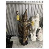 HAND-CARVED WOOD STATUE WITH GOLD GILT (1 PIECE BR