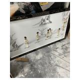 LACQUER FRAME ASIAN WALL ART WITH MOTHER OF PEARL