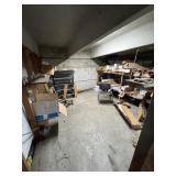 LOT CONTENTS OF CAGE - SHELVING UNIT, 4-WHEEL DOLL