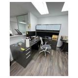 GRAY L-SHAPE DESK WITH HUTCH