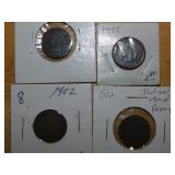 (4) Indian Head pennies (01-02)