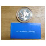 Franklin Mint Great Horned Owl sterling coin