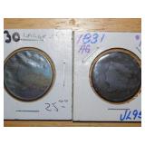 1830,1831 Large one cent