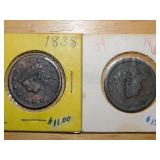 (2) 1838 Large one cent