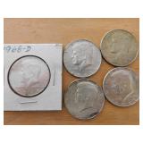 (5) 1968-D half dollars