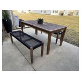 3PC OUTDOOR TABLE AND BENCHES
