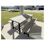 3PC OUTDOOR DINING TABLE & BENCHES