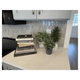ASSORTED BOOKS & FAUX GREENERY