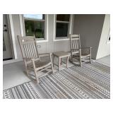 4PC OUTDOOR ROCKING CHAIRS, TABLE & RUG