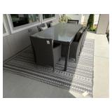 8PC PATIO TABLE, ARMCHAIRS & RUG