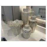 4PC CERAMIC CANISTERS & VASE