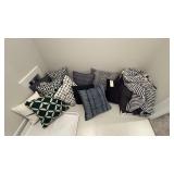 ASSORTED PILLOWS & BLANKET