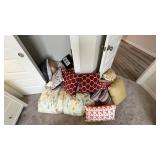 ASSORTED PILLOWS & FULL BEDDING