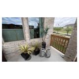 5PC OUTDOOR FAUX PLANTS & LANTERNS