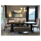 6PC DINING TABLE, CHAIRS AND BENCH