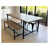 4PC DINING TABLE, CHAIRS AND BENCH