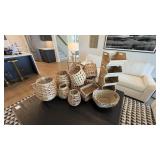 ASSORTED STORAGE ITEMS & LANTERNS