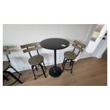 6PC PUB TABLES & ADJUSTABLE-HEIGHT SWIVEL STOOLS
