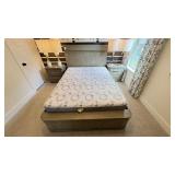 5PC QUEEN BED, MATTRESS, DRESSER & NIGHTSTANDS