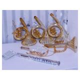 6 figural glass musical instruments Christmas