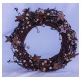 Grapevine twig & pip berry wreath w/ wooden