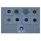 9 vintage tokens: Cigarette - Laundry soap - Candy