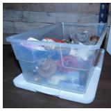 Storage tote box w/ lid - Plumbing pieces: Gate &