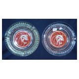 2 glass MGM lion ashtrays - Beveled dresser