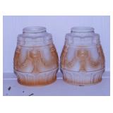 Victorian embossed satin cream glass lamp globes,