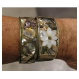2 Mexico silver abalone shell inlay cuff
