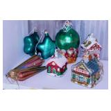 10 figural blown glass Christmas tree ornaments