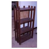 Mission style walnut display shelving unit,