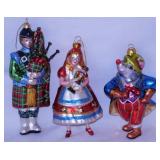 5 figural blown glass Christmas tree ornaments