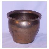 Dimpled brass planter, 6.5" tall - 2 glass fish