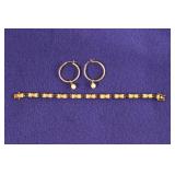 Pair Vantel Pearls .925 silver hoop earrings -