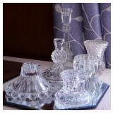 Glass candlesticks including candlewick