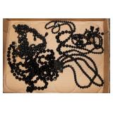 6 black mourning bead necklaces