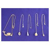 5 Vantel Pearls pendants w/ chain necklaces