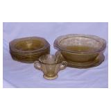 Antique yellow Depression glass: Dinner plates -