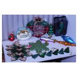 18 figural Christmas tree ornaments, glass & wood