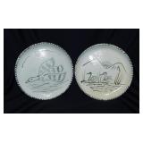 2 Mexico pottery plates, 10" diam. - Punch bowl w/