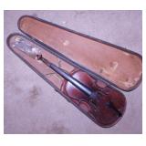 Antique violin in wooden case, rough