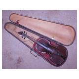 Antique violin in wooden case, rough